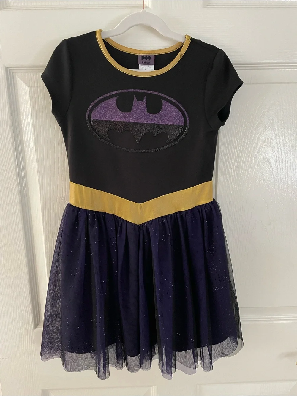 Kids Batgirl Black & Purple Glitter Costume Dress
